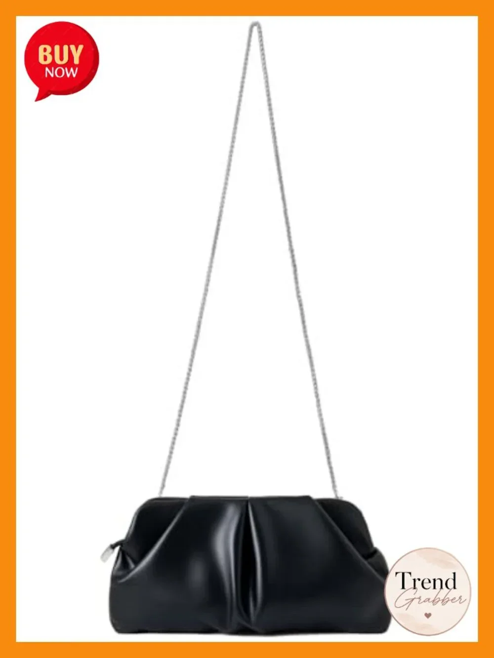 PU Leather Ruched Clutch Evening Bag Detachable Chain Crossbody